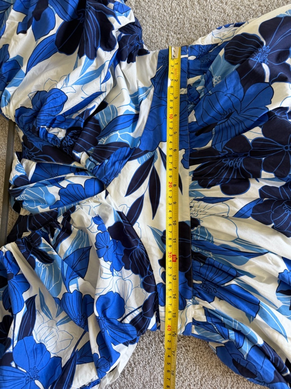 J.Crew Cecily Dress Painted Floral Print Blue Puff Sleeve Maxi Size 12 - Picture 10 of 14
